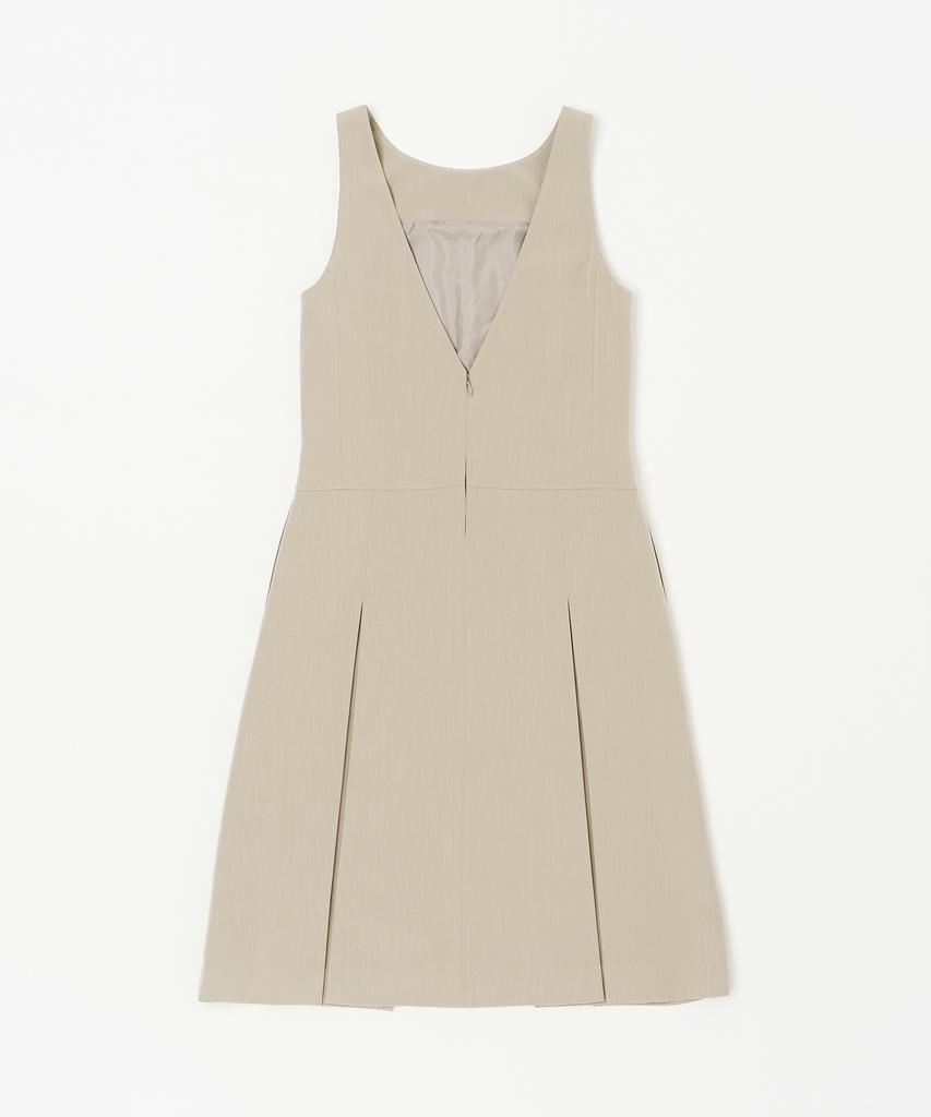 Plack Woman Front Pleated Maxi Dress Beige