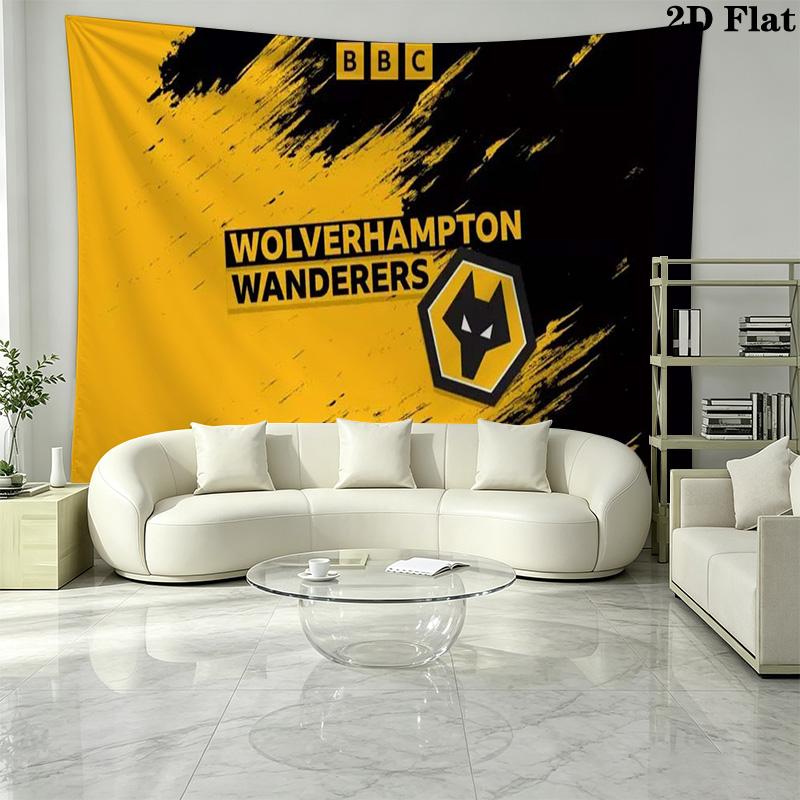 Wolverhampton Wanderers Wandkleed Esthetisch Wandkleed Bedrukt Stof Deken Decoratieve Wandkleden voor Slaapkamer Woonkamer Huisdecoratie