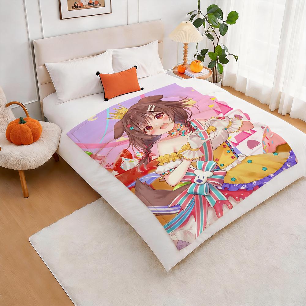 Anime INUGAMI KORONE Throw Lightweight 240g Flannel Blanket Soft Skin-friendly for Summer Cooling