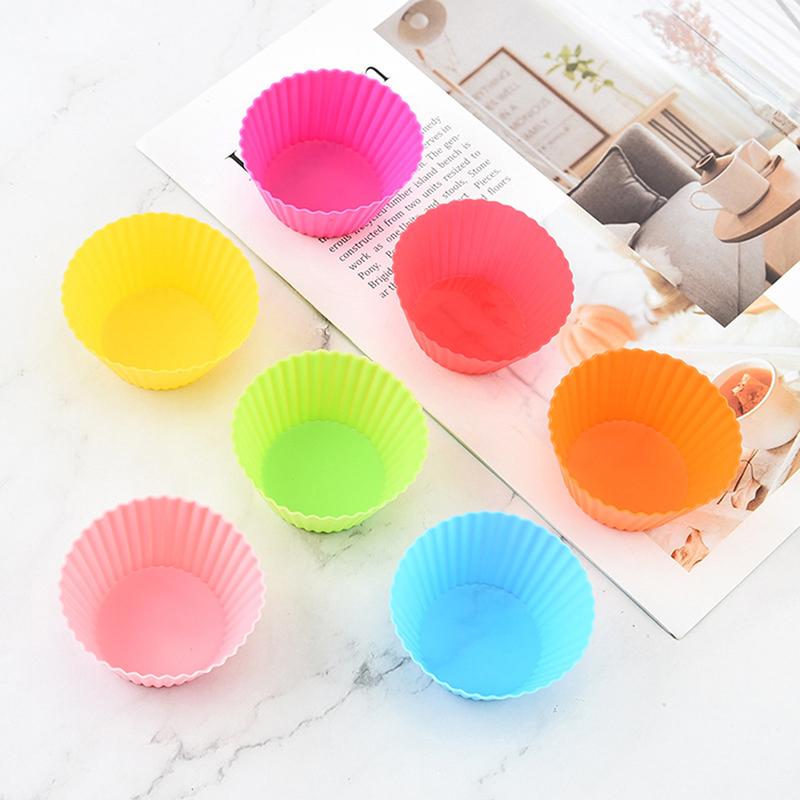 7Pcs/Lot Silicone Cake Cup Round Shaped Cupcake Baking Molds Cooking Cake Tools