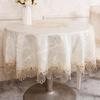 Round Table Cloth Brown Europe Embroidery Fabric Tablecloth Pad Home Small Tablecloths Lace Anti -Scalding Turntable Table Cover