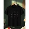 European sizes Cute Cat Pattern T-Shirt - Soft and Comfortable with Black Cat Print for Added  Comfortable Fabric, Girls' Casual T-Shirt