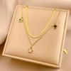 Ladies Titanium Two Layer Stars Pendant Necklace Jewelry