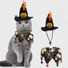 1Pc Halloween Pet Hat Scarf Cat Dog Witch Hat Collar Skull Spider Pumpkin Print Spooky Cosplay Costume Adjustable Bell Accessory