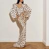 Women's Clothing, New Spring Models In Europe and America, Retro Polka Dot V-neck Bubble Sleeve Waist Dress