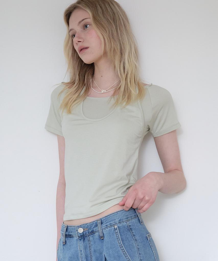 Peulibeo07 Layered Halter Neck T-Shirt [Frsp08Ts07]_Mint