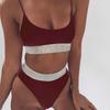 Stunning Sexy Two-piece High Waist Bikini Swimsuit With Sparkling Colorful Sequins
