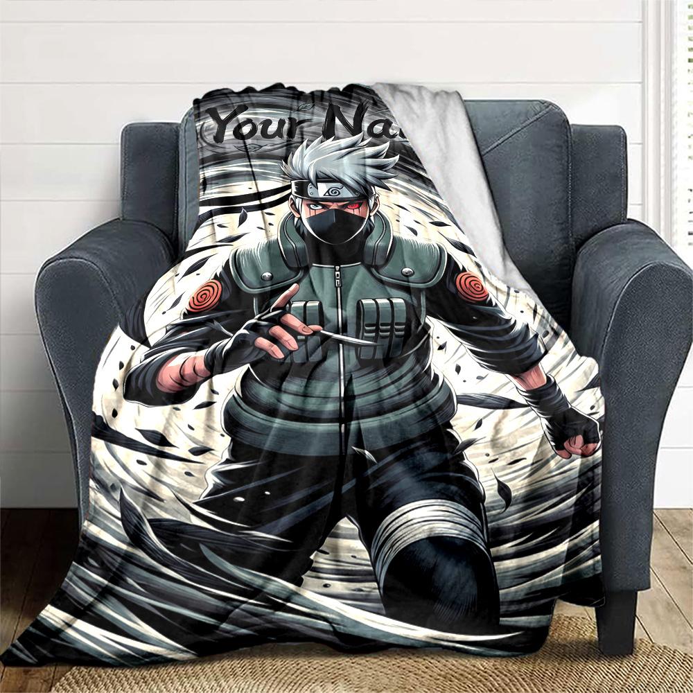 Naruto Charakter Text Personalisierbare Decke Geschenk Personalisierbare Decke Weich Warm Gemütlich Perfekt für Sofa Heimdeko Couch Büro Vier Jahreszeiten Universell
