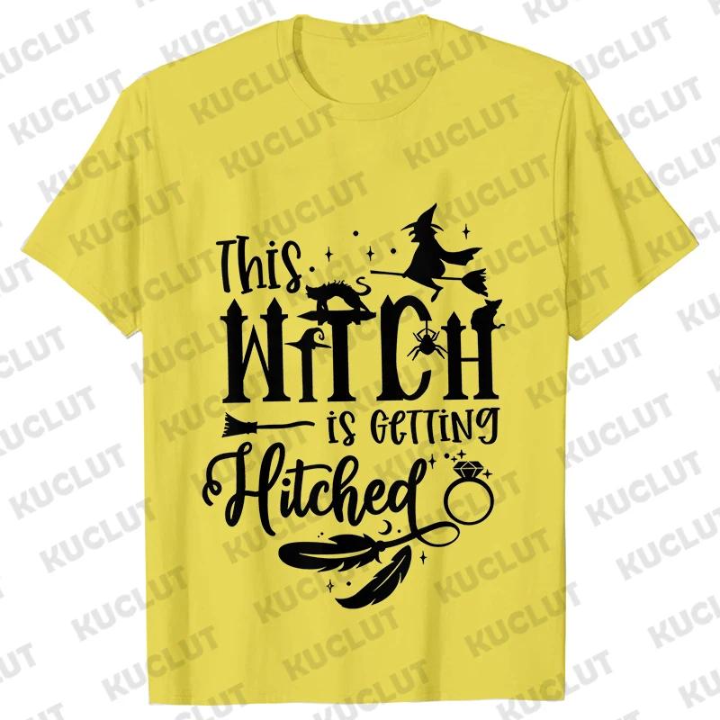 Team Bride Y2k Tops Bridal Shower Wedding Shirt This Witch Is Getting Hitched Lit T-Shirt Halloween Bachelorette Party EVJF Tees