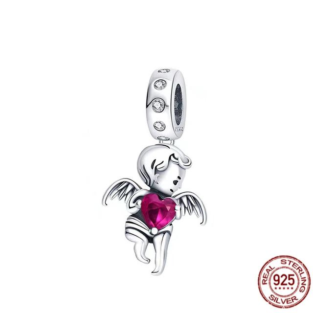 Abalorio colgante de plata de ley 925 con forma de mancuerna, bolsa de compras y gafas de sol, apto para pulseras de moda, regalo de joyería
