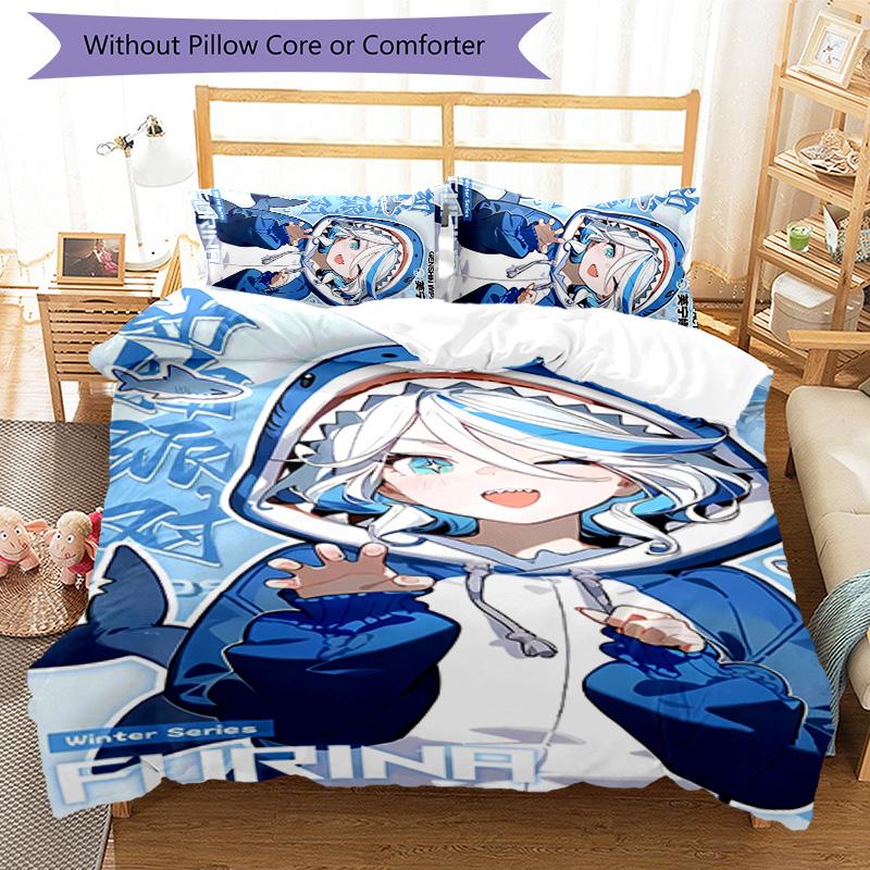 3pcs Genshin Impact Furina1 pattern bedding set duvet cover set includes duvet cover &pillowcases, perfect all season bedroom decoration & gift