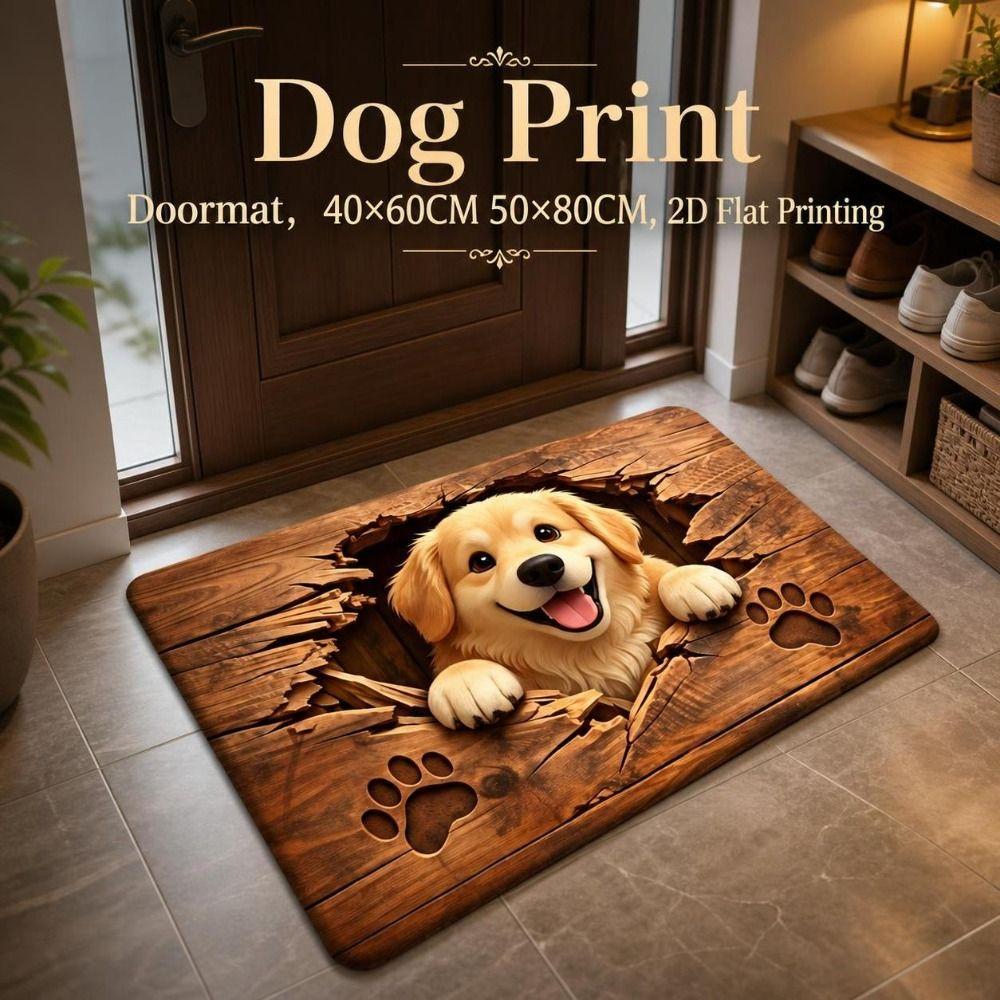 Diatomite Dog Print Doormat Quick-dry Absorbent Rug Lovely Bathroom Floor Mat Entryway