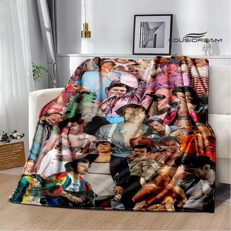 Singer H-Harry-S-Styles Print Blanket Picnic Blankets Flange Warm Blanket Soft and Comfortable Blanket Bed Linings Birthday Gift