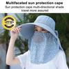 Women Sunscreen Hat Solid Color Large Brim Sun Hat for Face Protection Breathable