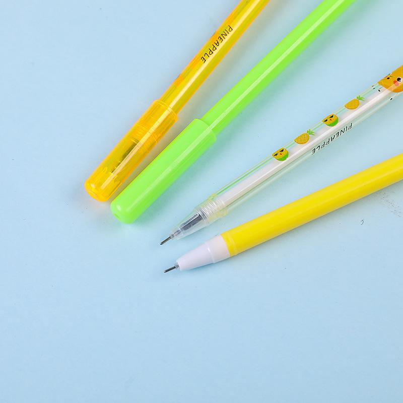 Back To School Season 10pcs 0.5mm Creative Pineapple Sequin Neutral Pen Fruit Shape Black Water Pen Student Gift Prize Stationery