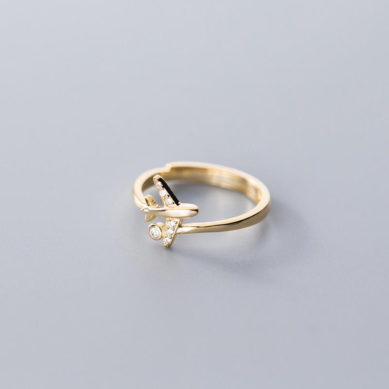 1 stuks Zirkoon Vliegtuigen Verstelbare Open Ring Geschikt voor Vrouwen Mode-sieraden Cadeau Bruiloft ZH