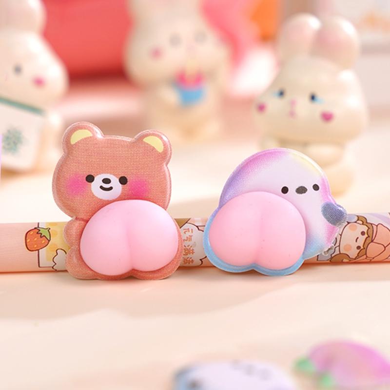 3D Cute Animal Butt Stickers Soft Pinched Happy Buttocks Sticker Stress Relief Puffy Sticker For Diy Scrapbook Phone Case Decal