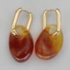 Amber Gold Hoop Earrings - European/American Style with Irregular Geometric Pendant, Light Luxury, Retro High-End Simple Ear Jewelry