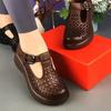 Soft Leather Sandals for Female with Thick Heels Anti Slip Hollow Out Ventilation Summer Cool Boots