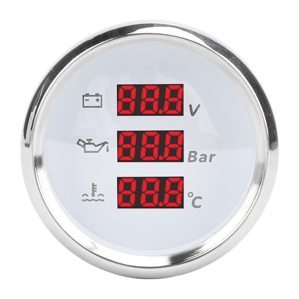 52mm Voltage Oil Pressure Water Temp Gauge Red Backlight Waterproof Digital Water Temp Oil Pressure Voltmeter for Boat