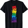 Chat Arc-en-ciel Pile Fierté LGBT Cadeau T-shirt Graphique Animal Mignon Amoureux Animal Casual Manches Courtes T-shirt