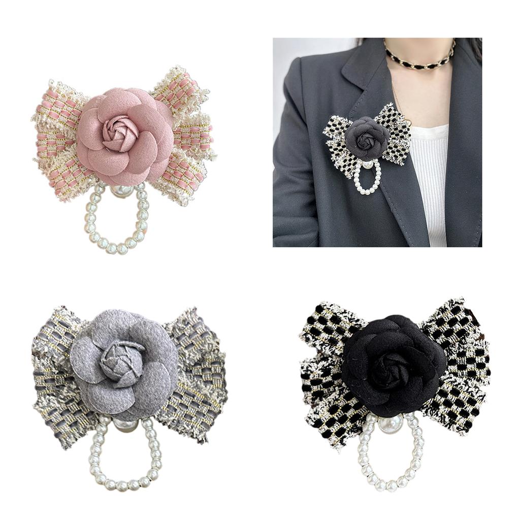 Strik Camelia Parel Borstspeld Bloemen Reversspeld Broche voor Vrouwen Veelzijdige Stof Reversspeld Modieuze Sieraden