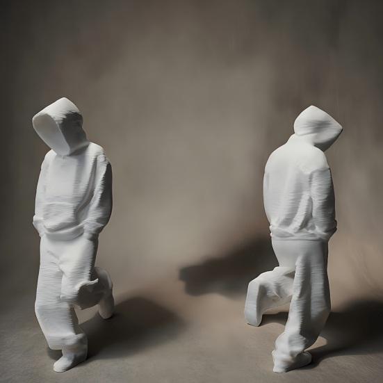 Desktop Figurine 3D Printed Sweatsuit Statue Collectible Tabletop Ornaments for Bookshelf Home Office Decor