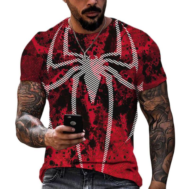 Interesting Men's Spider Pattern T-shirt, Fashionable 3D Printed Top, Harajuku Hip-hop Street Loose Comfortable Clothing, Inform