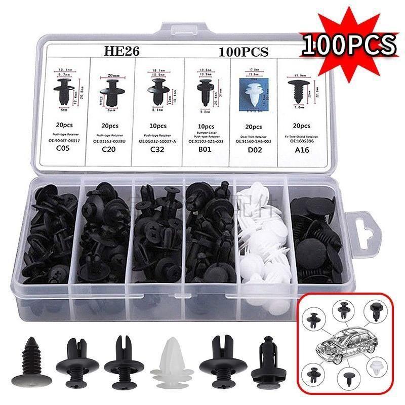 100 Stück Auto Fastener Clip Kit Fender Rivet Clips Karosserie Push Retainer Pin Rivet Stoßstange Türverkleidung Retainer Auto Clips
