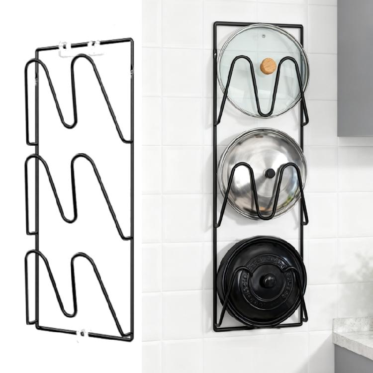 Set di 2 Porta Coperchi da Cucina Montaggio a Parete Rastrelliera in Acciaio al Carbonio Risparmio di Spazio Verticale Porta Tagliere