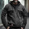 Half Zipper Men's Tactical Hoodies Solid Military Sweatshirts Multi Pockets Male Hooded Jackets Thick Outdoor Polar