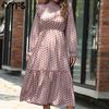 Women's Fashion Summer Spring Polka Dot Print Long Sleeve Half Turtleneck Casual Dresses
