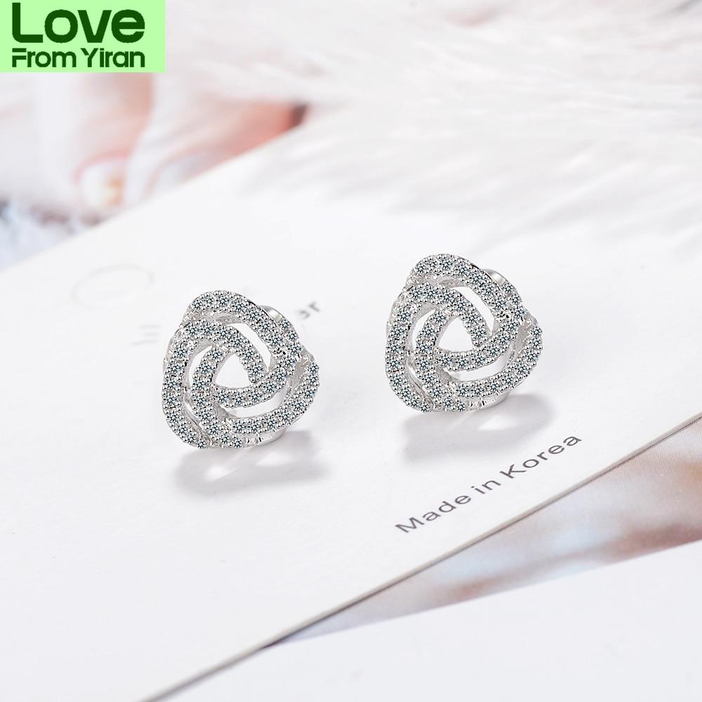 Tone Sparkling Love Knots Stud Earrings Jewelry Souvenir For Women Gift Idea Xchs476Trendy Stud