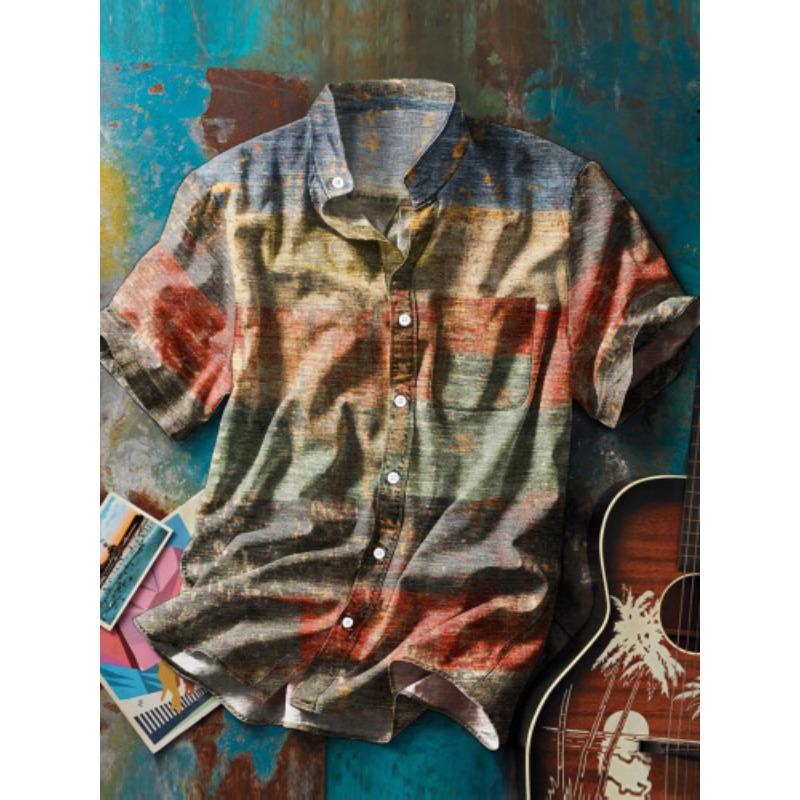 Summer Cuban Shirts Retro Hawaiian Loose Men's Short Sleeved Shirt