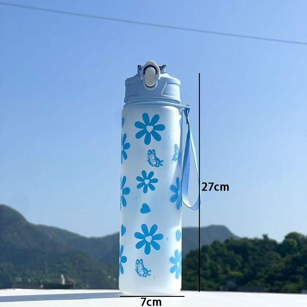 Floral Bow Print Water Bottle PC Water Cup High Quality Straw Cup  Outdoor Sports