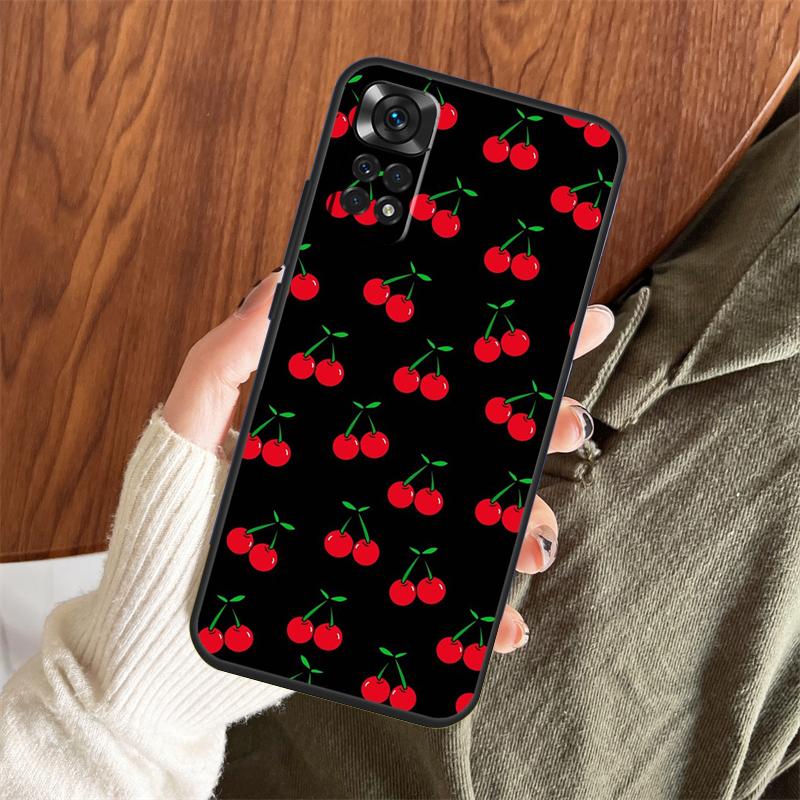 Capa de Comida Fruta Cereja Vermelha Para Xiaomi Redmi Note 14 Pro 13 12 11 10 15 Pro Plus Redmi 15 C 13 10C 12C 14C 13C