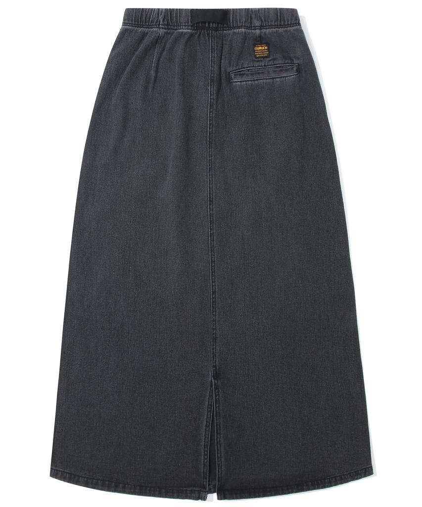 Columbia University M-Label Belted Denim Long Skirt Black Jeans