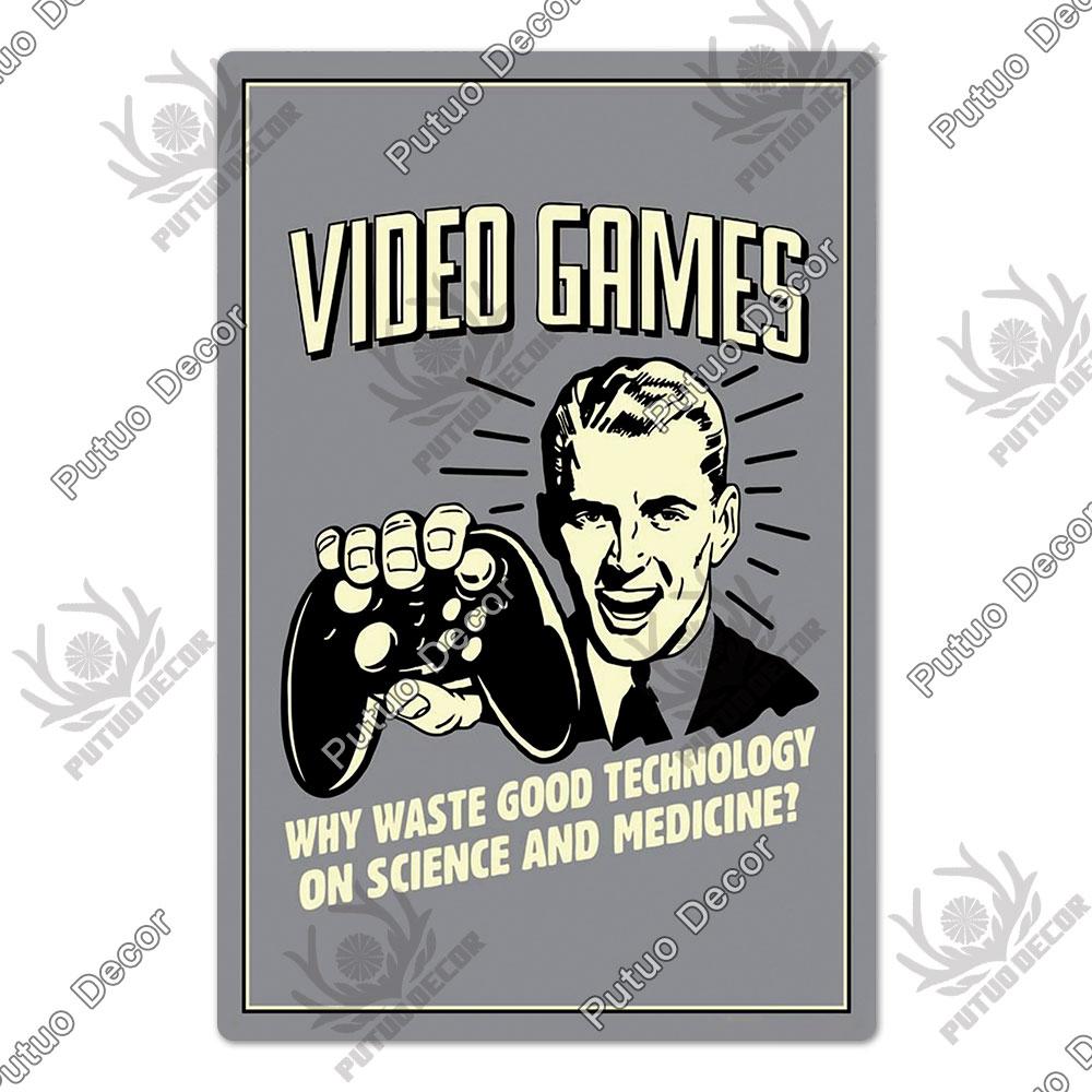 Decor Funny Gamer Vintage Tin Sign Plaque Metal Poster Retro Gaming Room Wall Art Painting for Home House Decoration