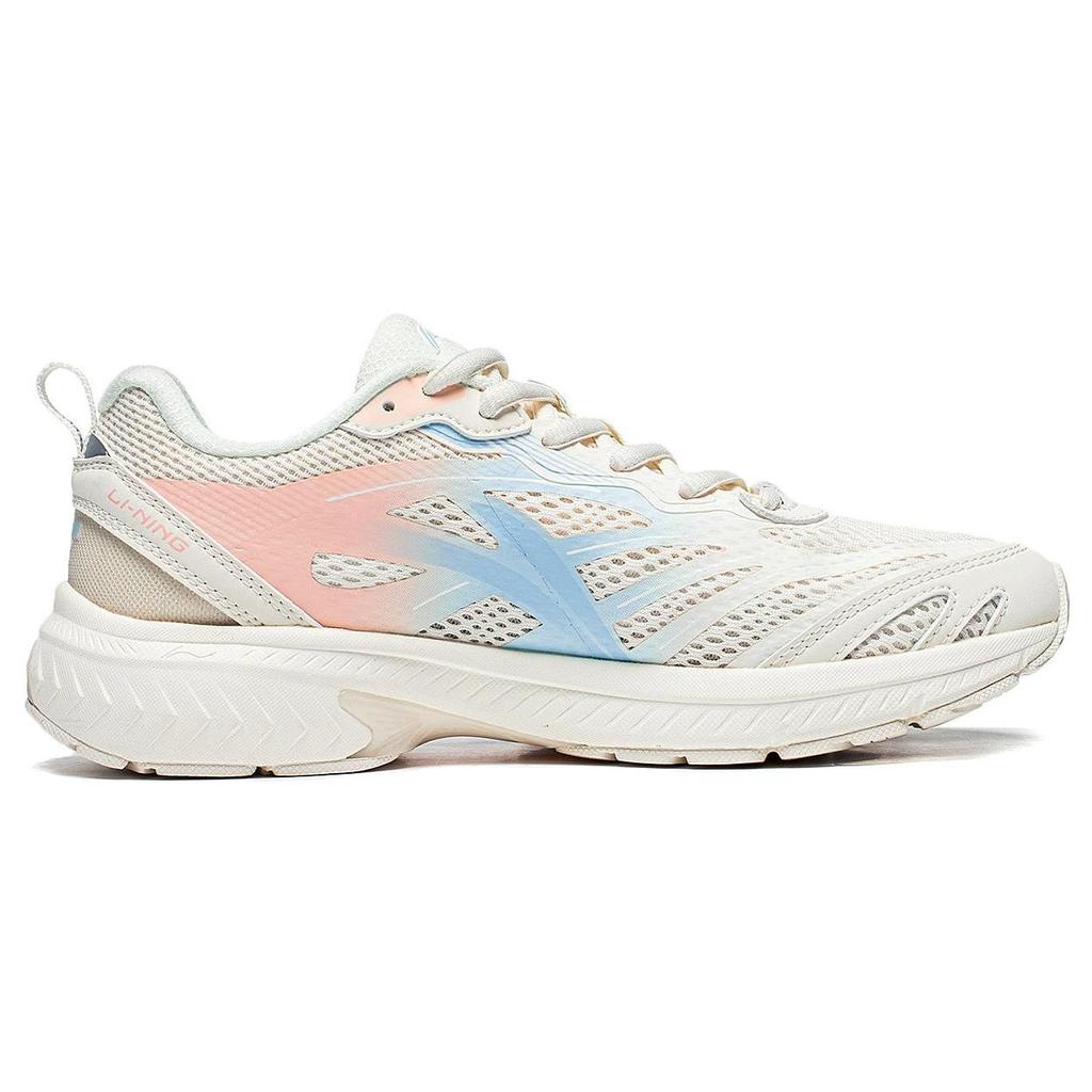 Li Ning Fuyiao Fabric Synthetic Leather Shock Absorbing Non-Slip Breathable Low-Top Running Shoes Women Sneaker Light-Blue Pink ARXT014-8