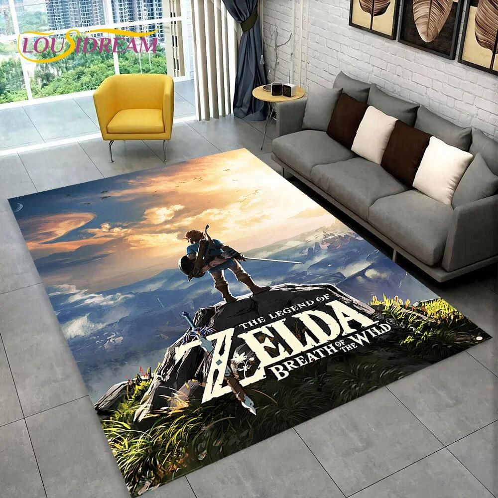 Tapis Dessin Animé 3D Z-Zelda2 pour Salon Chambre Décoration Maison, Tapis de Sol Antidérapant Décoration pour Canapé Paillasson Enfants 2025