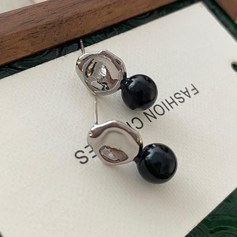 Сережки з чорним агатом Металевий диск Дизайн Sense Niche Ювелірні вироби для вух Fashion Personality High Sense Сережки-гвоздики