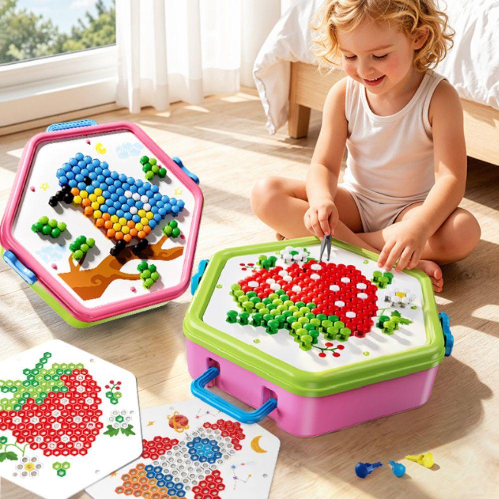 Mushroom Shaped Pegs Pegboard Puzzle Set Creative Building Toy  Screen Free Playtime