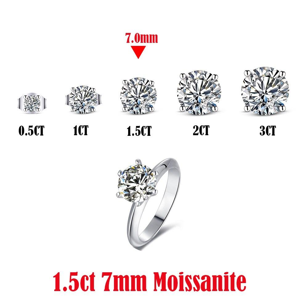 100% Copper 0.5-3 Carat 8.0mm D Color Moissanite Ring For Women Top Quality Sparkling Wedding Jewelry