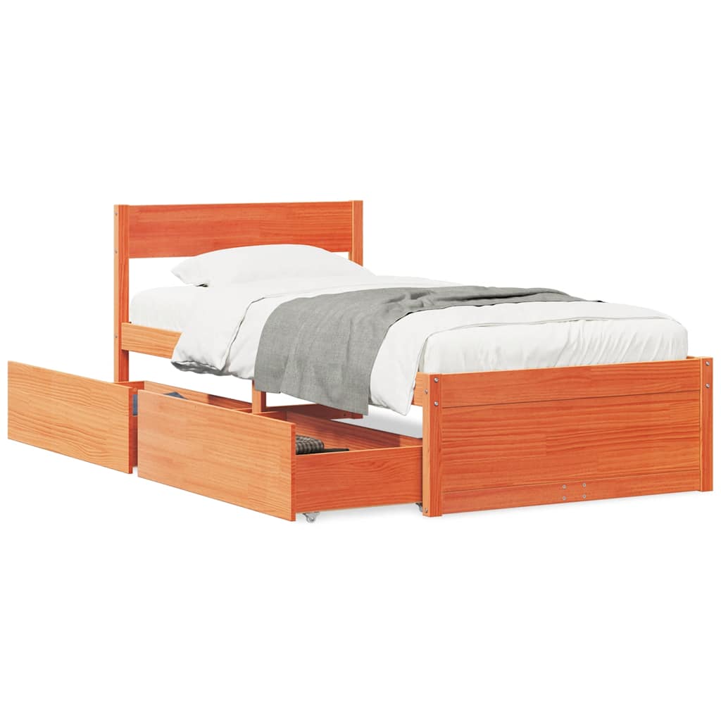 Vidaxl Bed Frame Without Mattress, Waxed Brown, 90X190 Cm, Pine