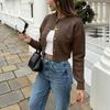 Womens Elegant Solid Color Knit Cardigan Short Length Long Sleeve Single Button Wool Blend Outerwear Fall Winter