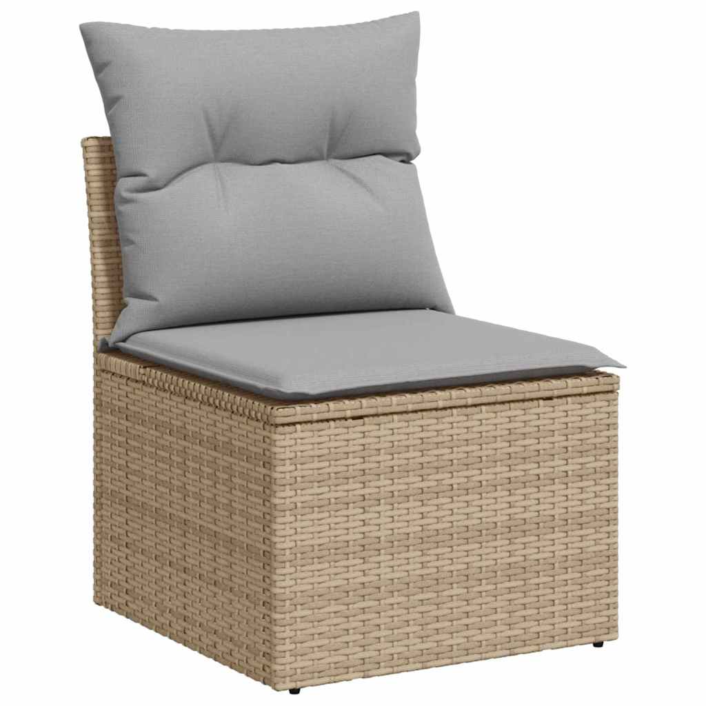 Garden Sofa Set Beige Poly Rattan