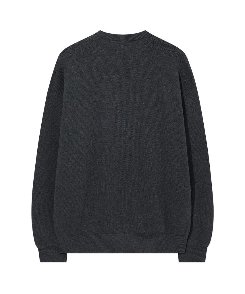 COVERNAT Spray Arch Logo Crew Neck Knit Charcoal