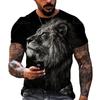 Summer Fashion Men's 3D Printing Animal Lion Pattern Loose T-Shirt Street Trendy Casual Short-Sleeved Oversized Male T Shirt