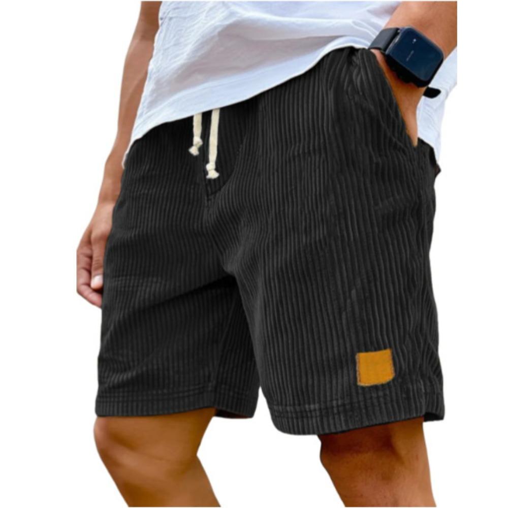 Herren Vintage Logo Bestickt Cord Kordelzug Locker Lässig Mode Shorts Weich Atmungsaktiv Täglich Outdoor Hosen