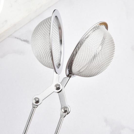 Roestvrij Staal Thee-infuser met Handvat Gaas Drukknop Bal Theezeef Herbruikbare Metalen Thee-infuser met Tang Klem voor Losse Thee Kruiden Specerijen